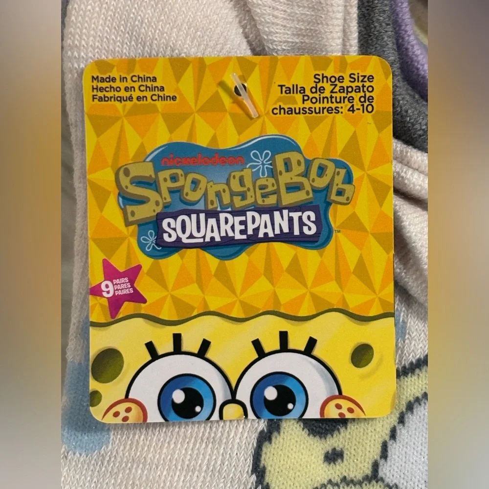 SpongeBob SquarePants 9 Pack No Show Socks